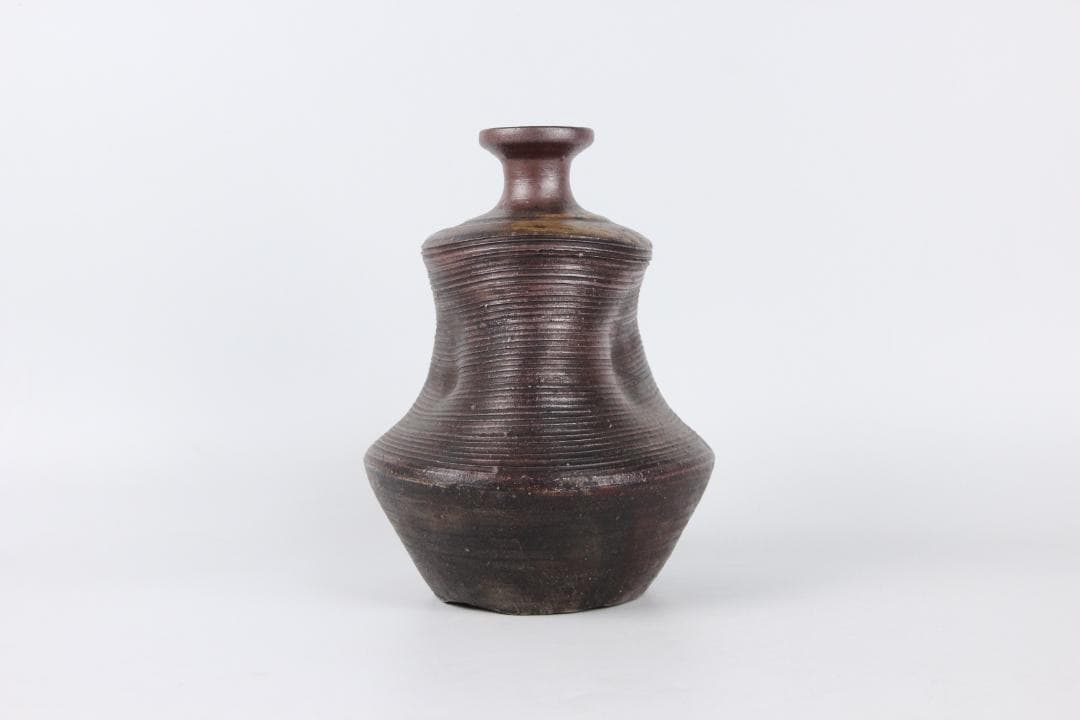 備前焼 人物細工徳利 酒器 花器 飾り壺　花器　焼印あり　銘有り　ED11-30