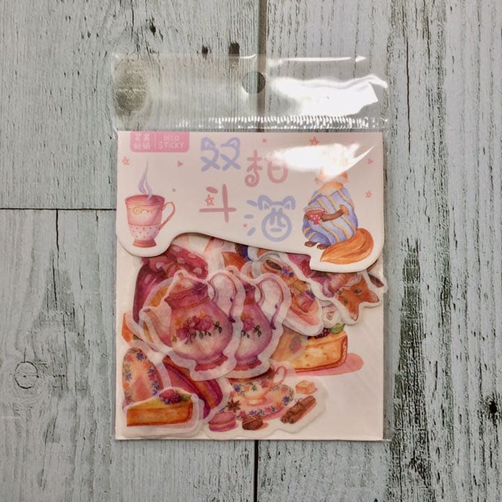 ティーパーティー バラ ドリンク フレークシール 4コセット 海外