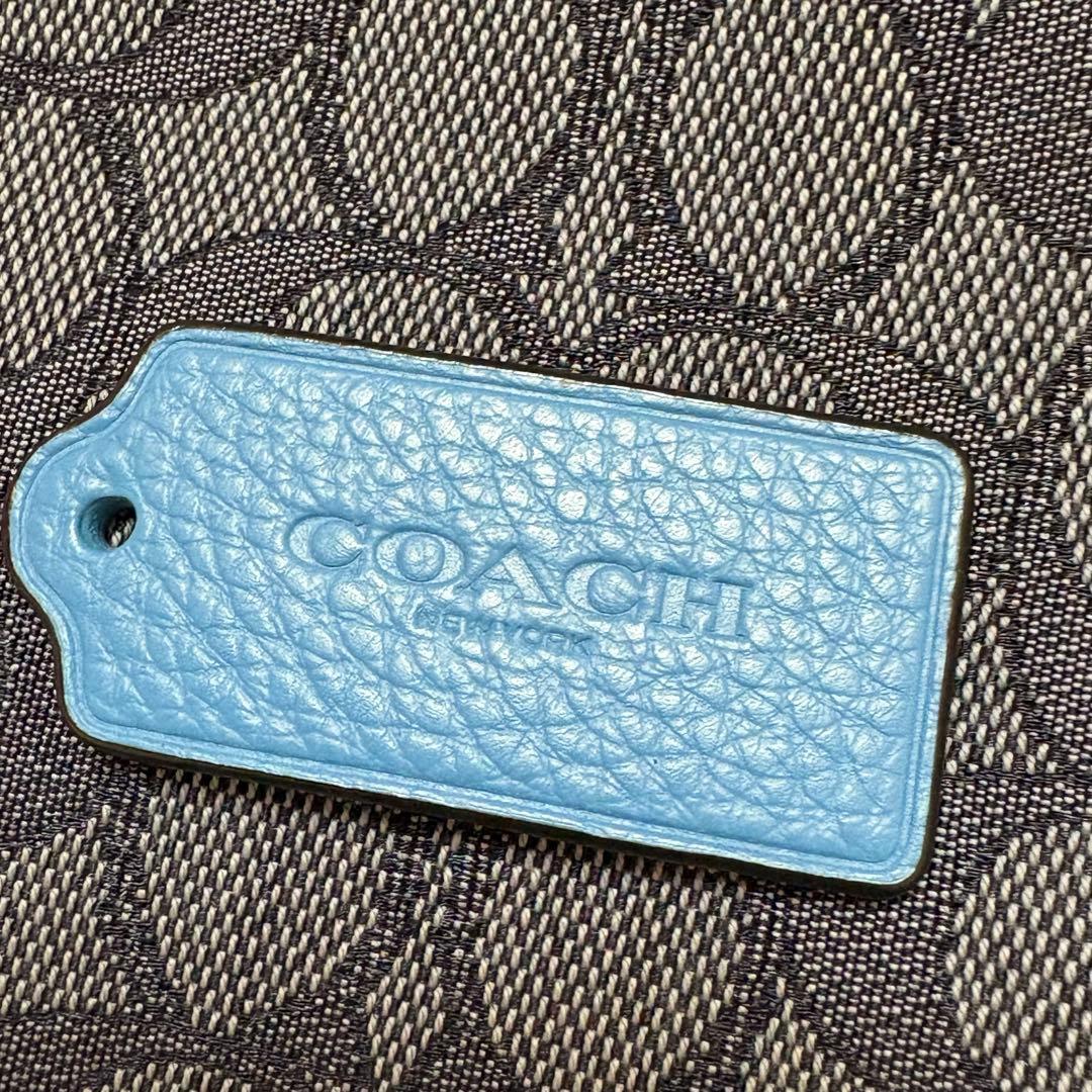 美品コーチCoach ダークブルーグレー 系ショルダーバッグメッセンジャーバッグ