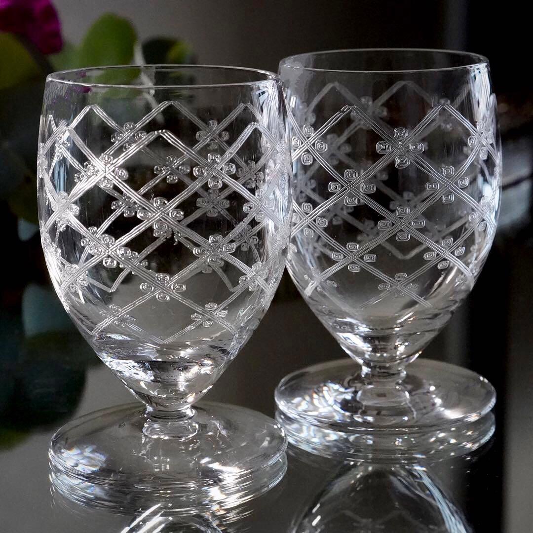 希少美品オールドサンルイSt Louisリジェ★ポートワイングラス★ペア★クロス