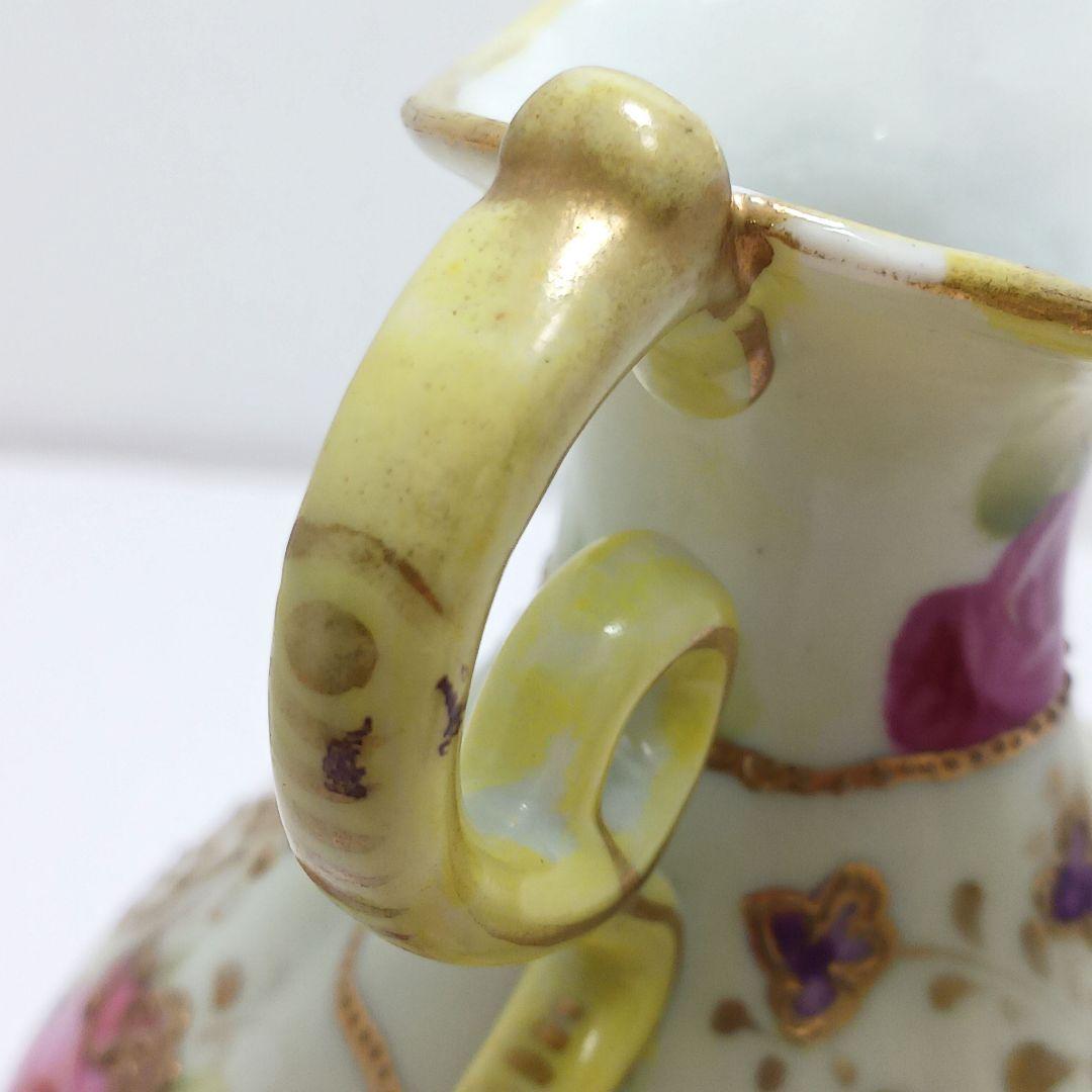 Y3036-1 オールドニッポン ハンドペイント 花絵 花瓶　　L