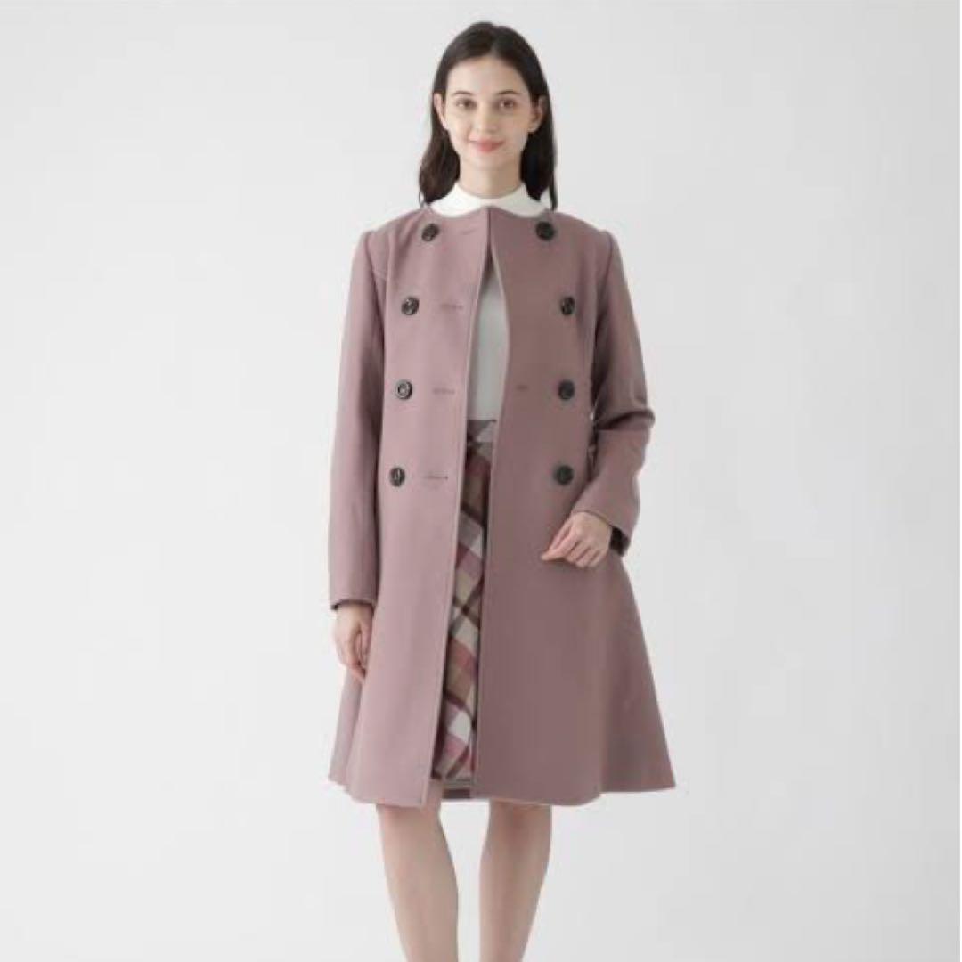 ブルーレーベル プリンセスライン メガチェック ウールメルトン ロングコート