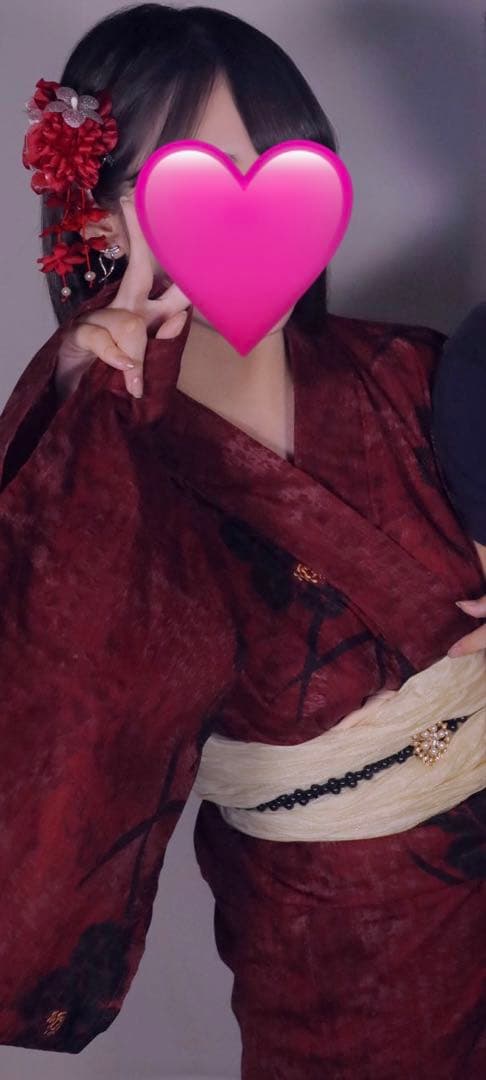 utatane浴衣 赤 浴衣 帯 下駄 ベルト 髪飾り5点セット