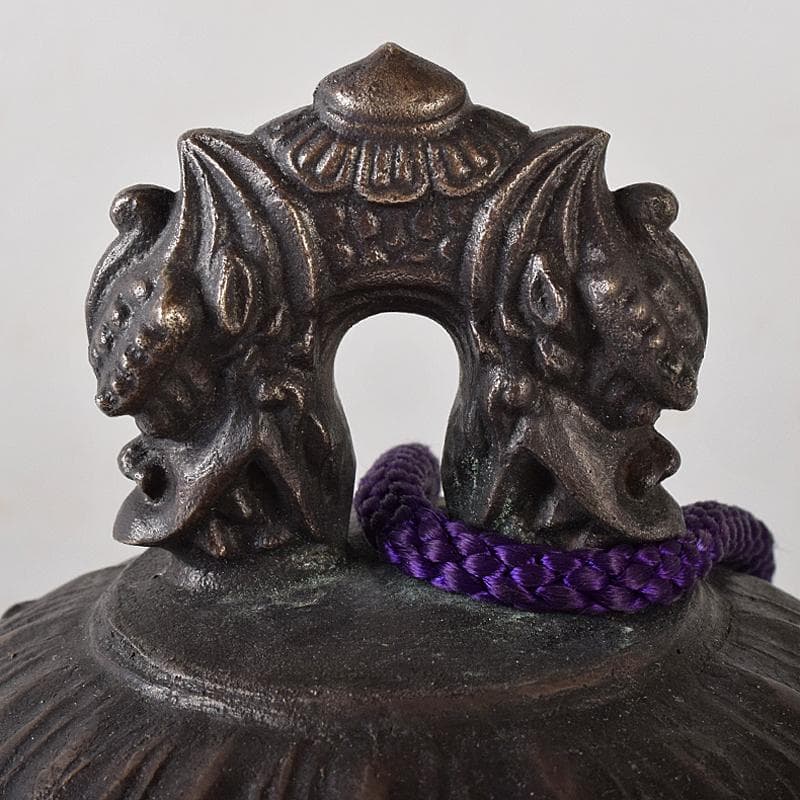 高岡銅器　晴光作　砂張　喚鐘　小槌付　共箱　M　R8443