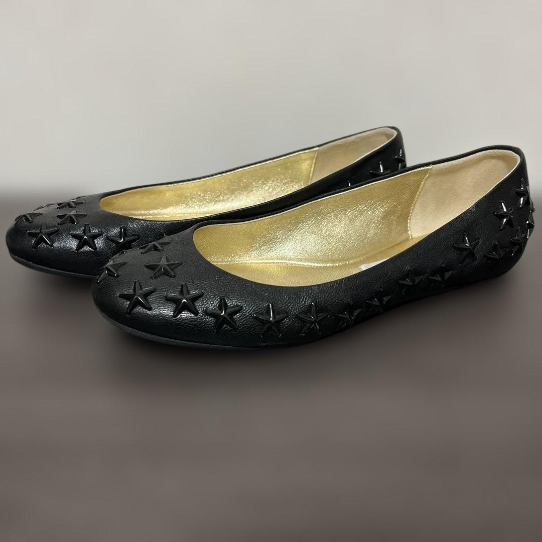 【JIMMY CHOO】ブラック フラットシューズ