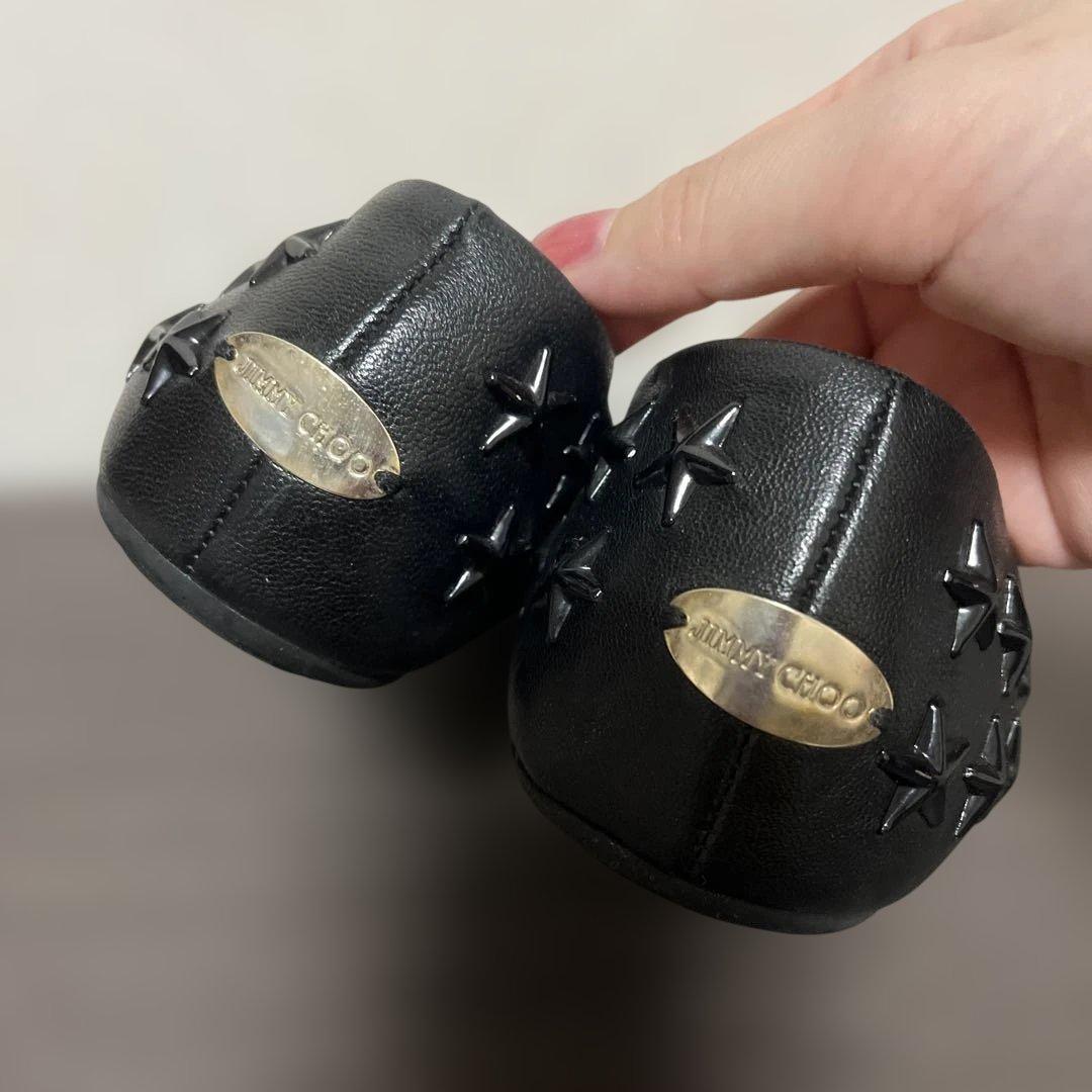 【JIMMY CHOO】ブラック フラットシューズ