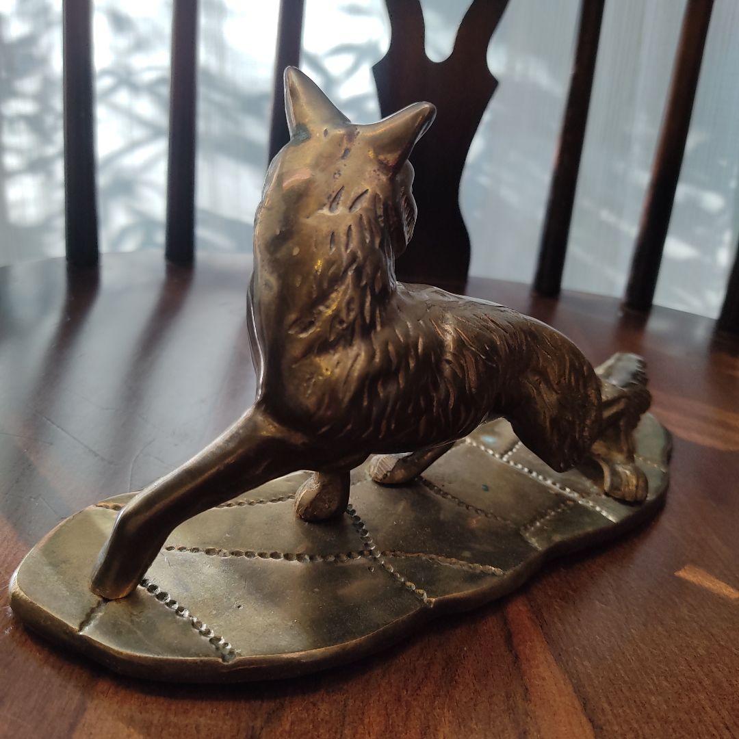 ヴィンテージ　真鍮　銅　アイアン　フォックス　キツネ　狐　文鎮