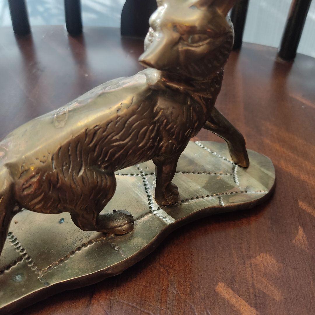 ヴィンテージ　真鍮　銅　アイアン　フォックス　キツネ　狐　文鎮