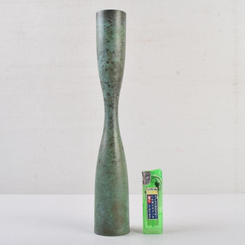 はな　茶道具　唐銅風炉師　藤井宗喜作　青銅　杵形花入　共箱　C　9203