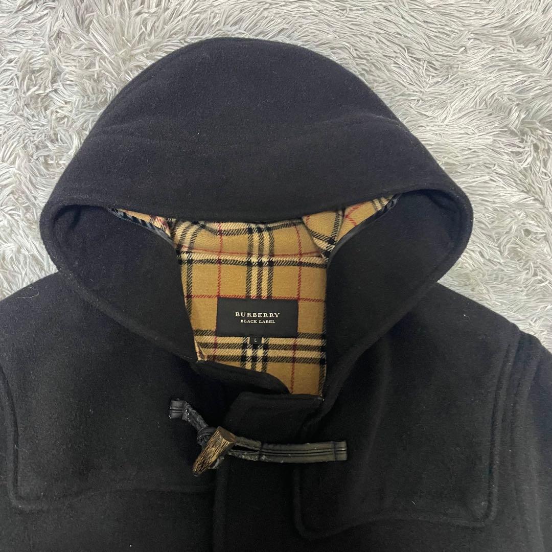 バーバリーブラックレーベル ダッフルコート ロング ノバチェック ブラック L