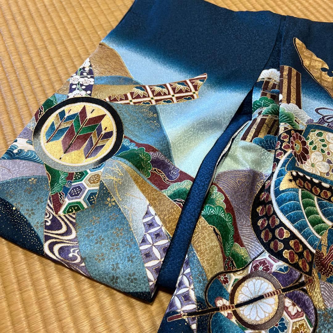 【極美品】七五三 着物 セット 青色 伝統的なデザイン 付属品あり