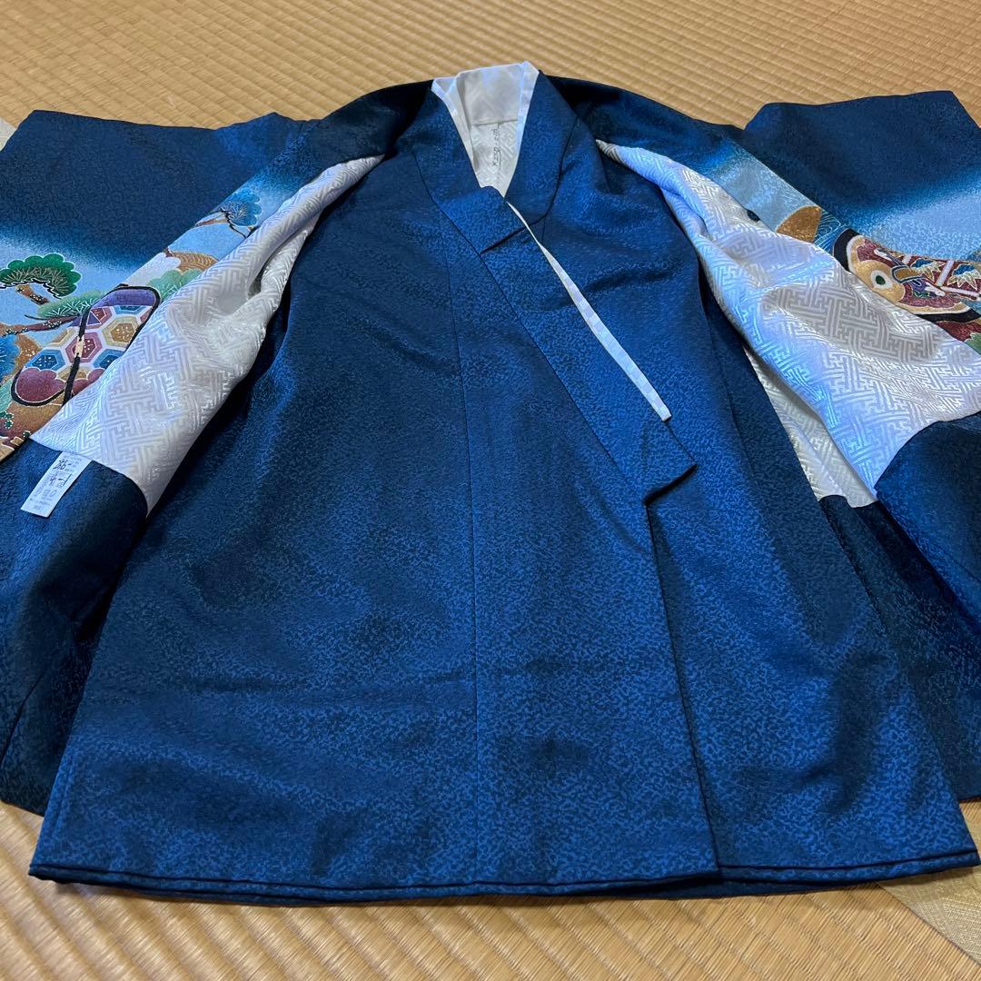 【極美品】七五三 着物 セット 青色 伝統的なデザイン 付属品あり
