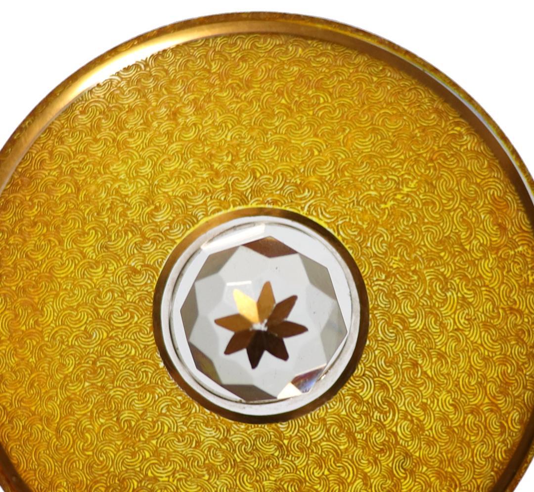 オールド・バカラ 稀品 春海商店 特注琥珀ガラス 金彩 青海波文様 受皿付蓋物