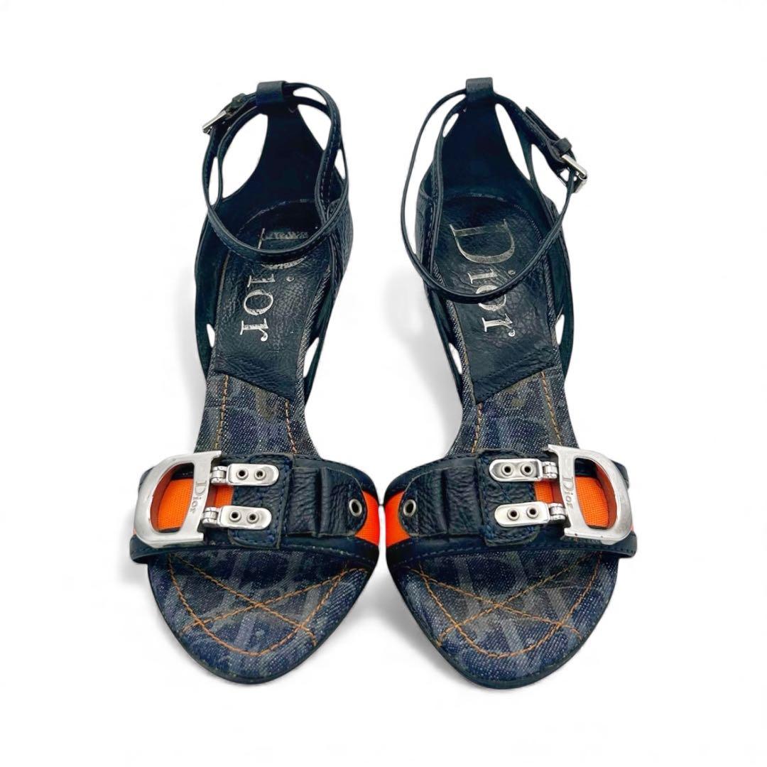 【希少】Dior ガリアーノ期 トロッター Dバックル ヒールサンダル Y2K