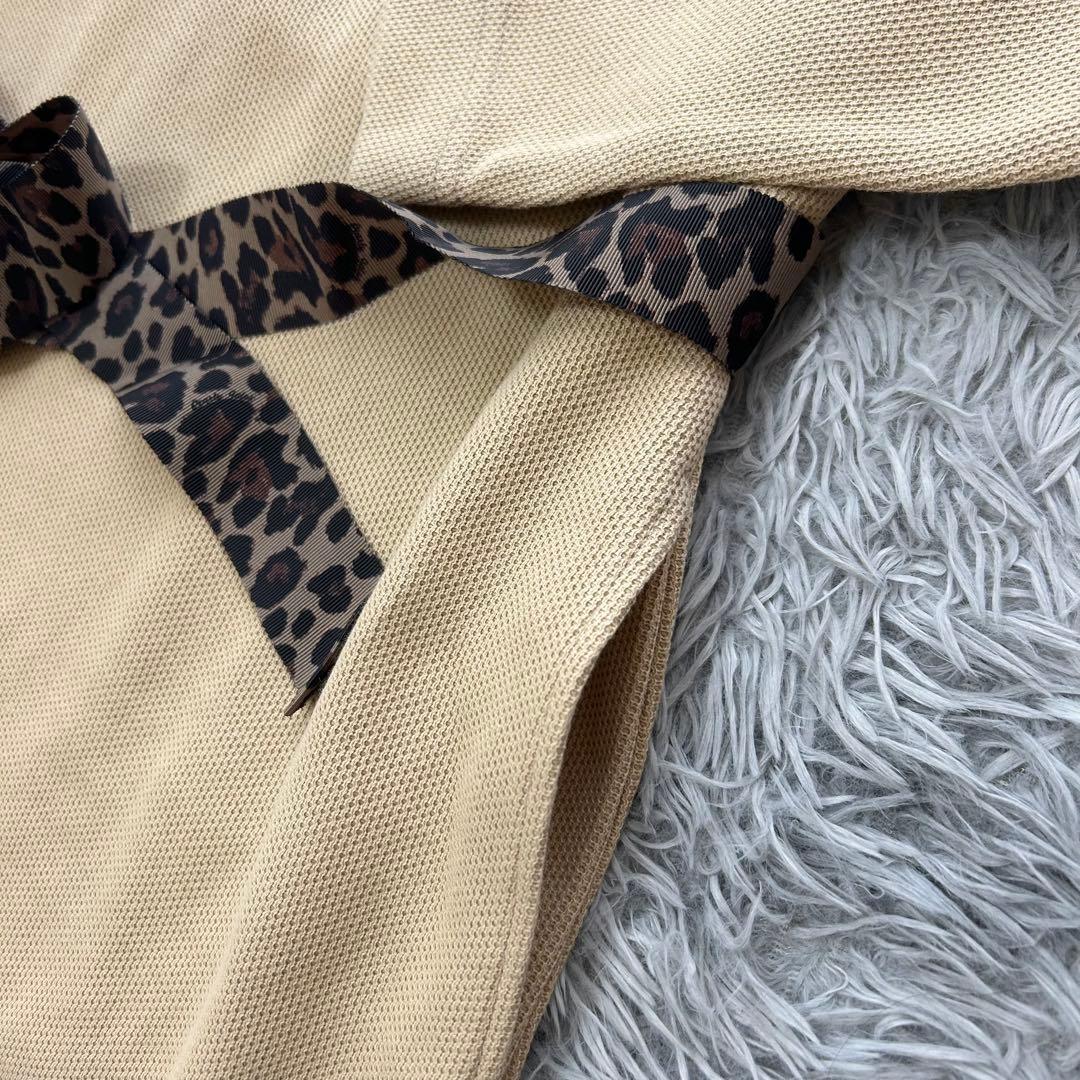 新品　パーリーゲイツ　ワンピース　モックネック　長袖　ベージュ　レオパード　1