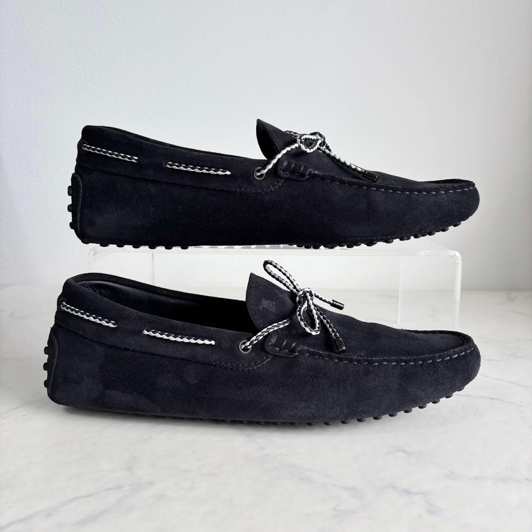 美品 トッズ 7.5 ゴンミーニ ドライビングシューズ スエード ネイビー