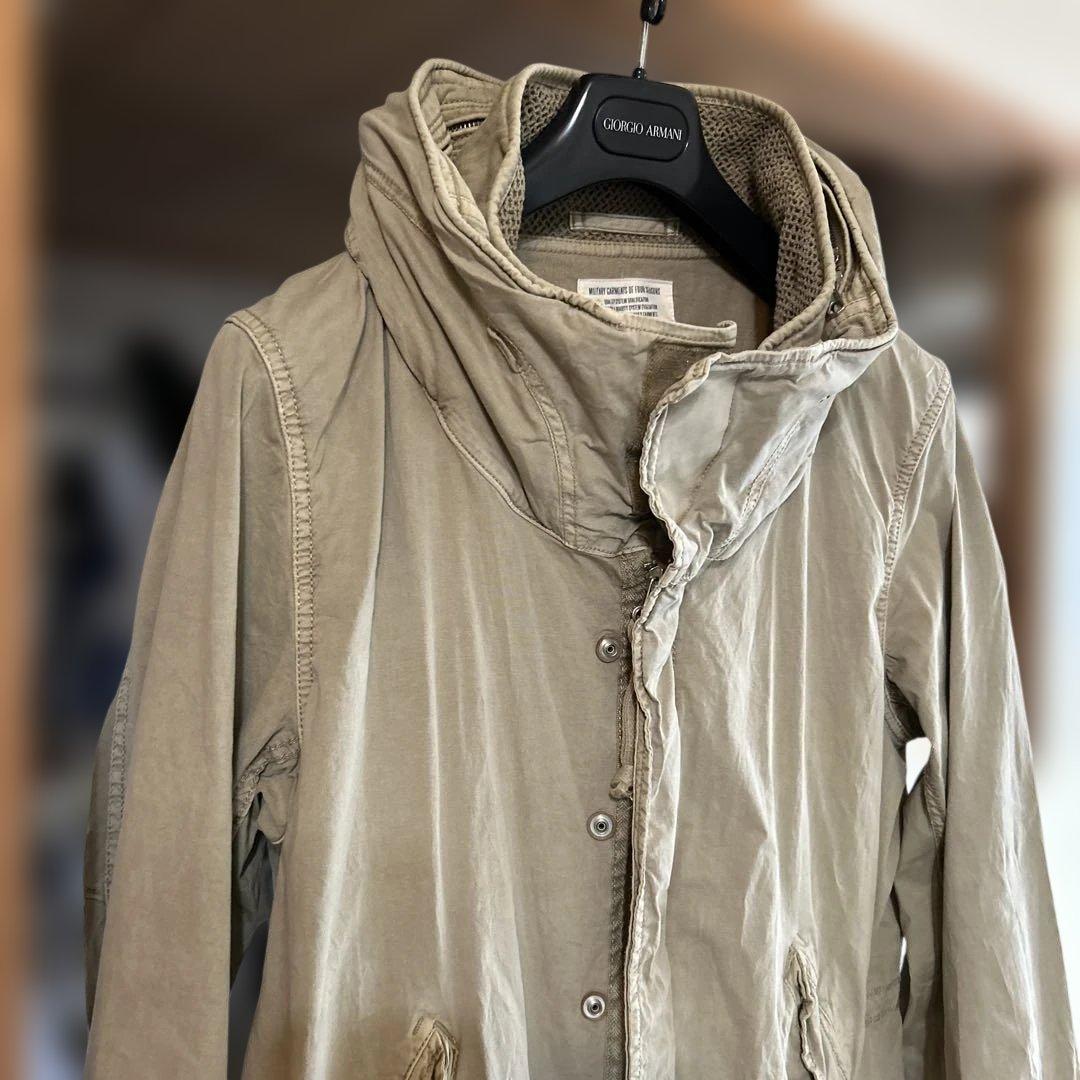 Goa ミリタリージャケット　メンズ　ロング　フード収納　ダブルジップ　y2k