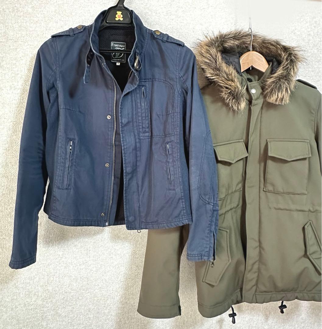 ゆ*は様 お得2着セットデグナーウインタージャケットライダース冬モッズコートカー