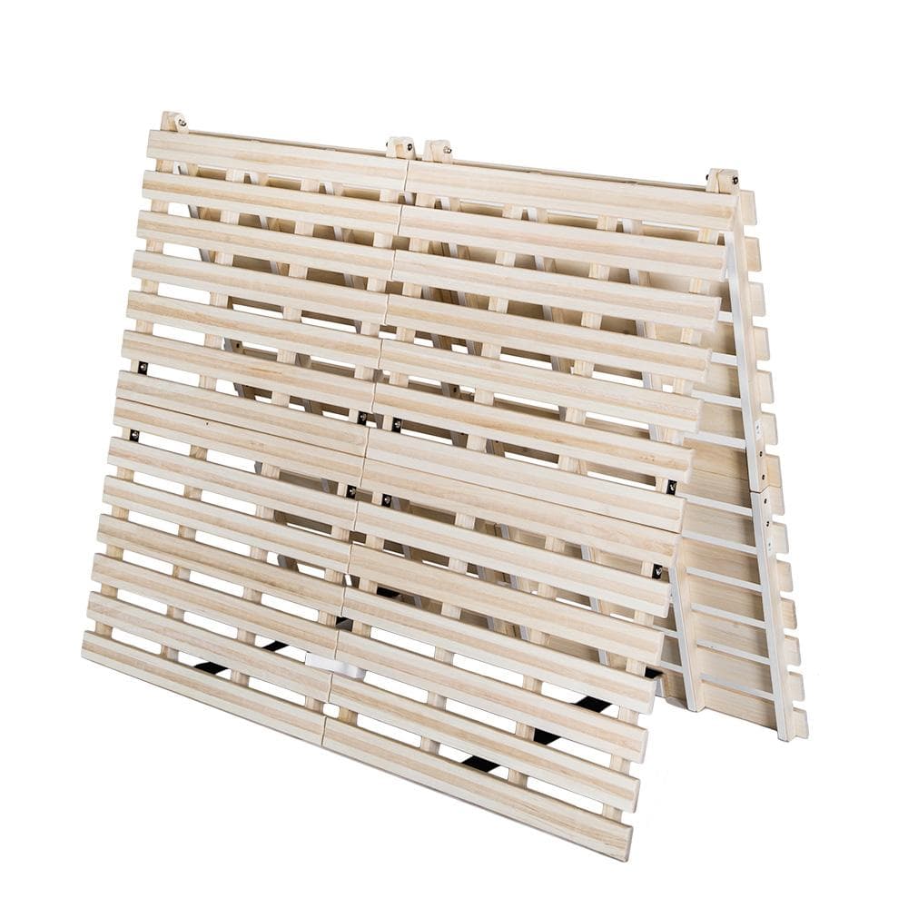 【新品】ゼミダブル 折りたたみすのこベッド 天然桐 二つ折り コンパクト