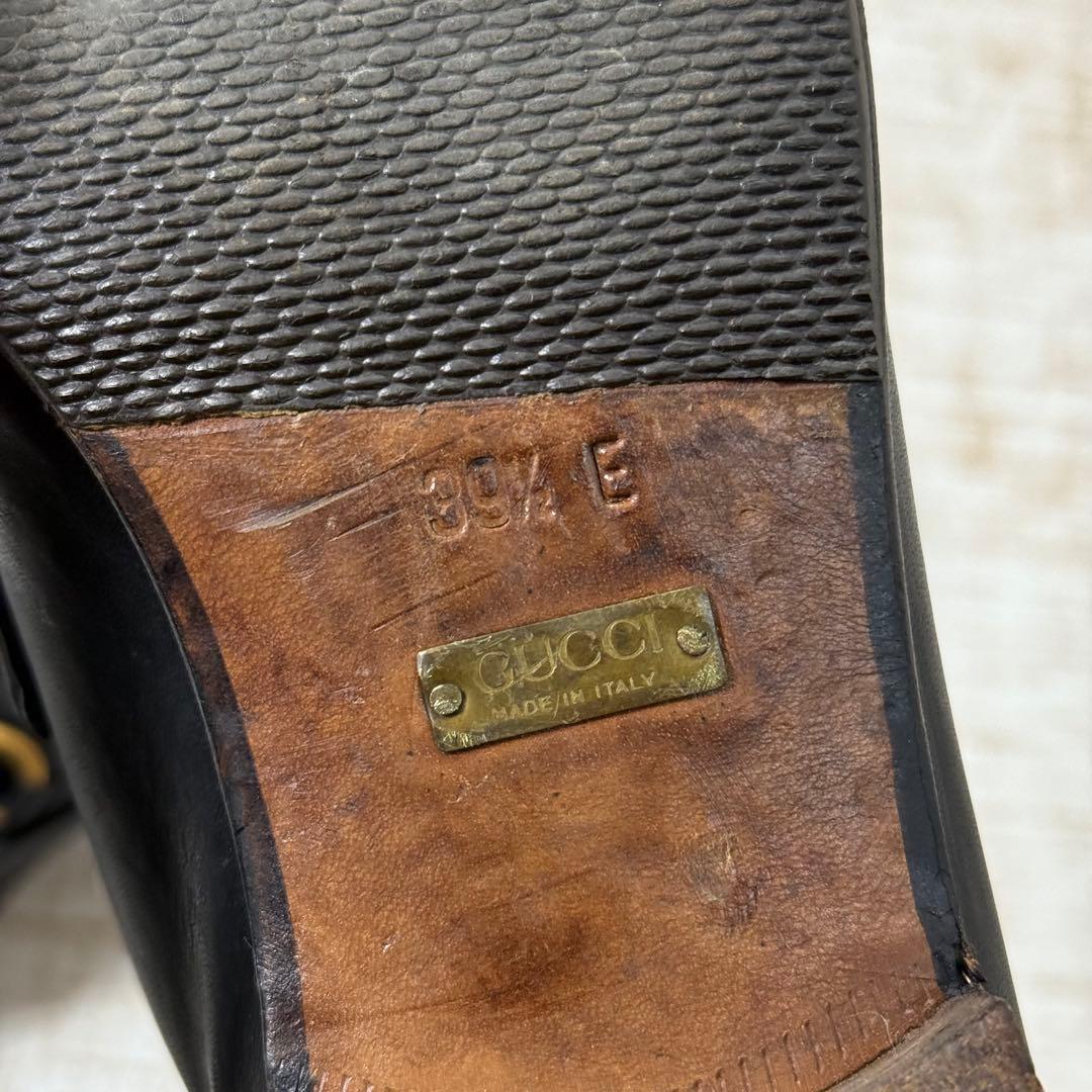 GUCCI ホースビットローファー 黒金 39 1/2 E 24.5