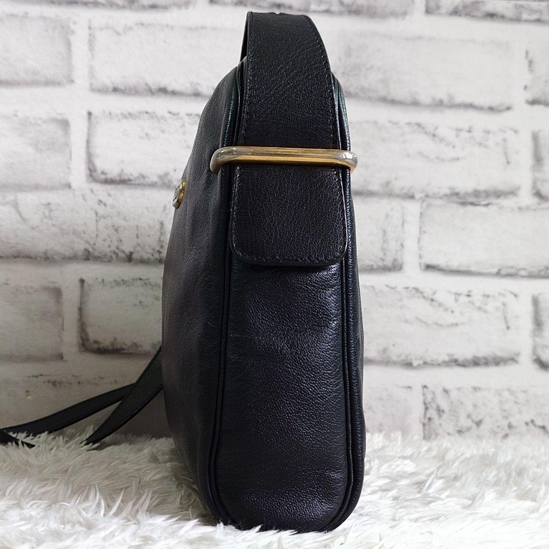 クリスチャンディオール ショルダーバッグ 斜め掛け ビンテージ レザー ブラック