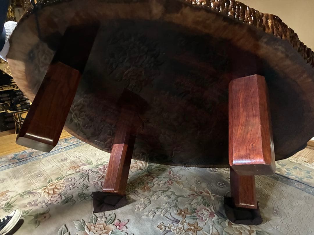 【最終値下げ 2/12削除】無垢材 一枚板丸形テーブル