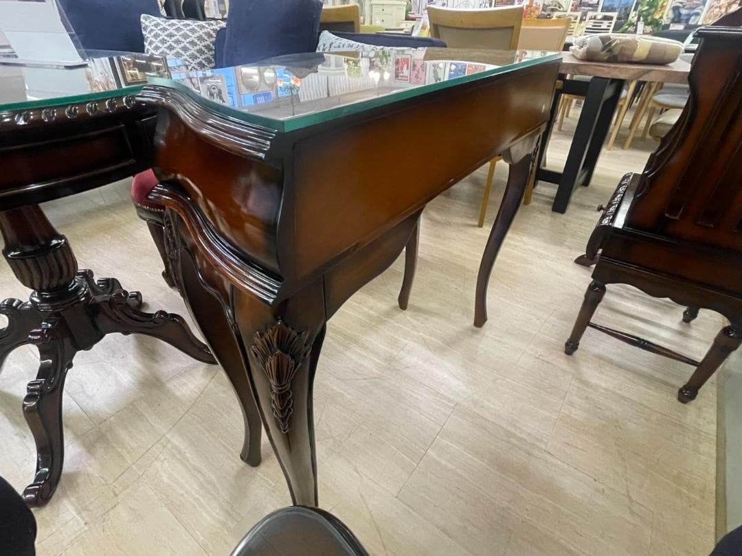 マホガニー　コンソールデスク　デスク　机　ドレッサー　化粧台　飾り棚　コンソール
