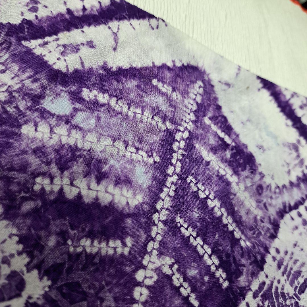 絞り浴衣 有松絞り 大きな葉っぱ 南部紫根染め