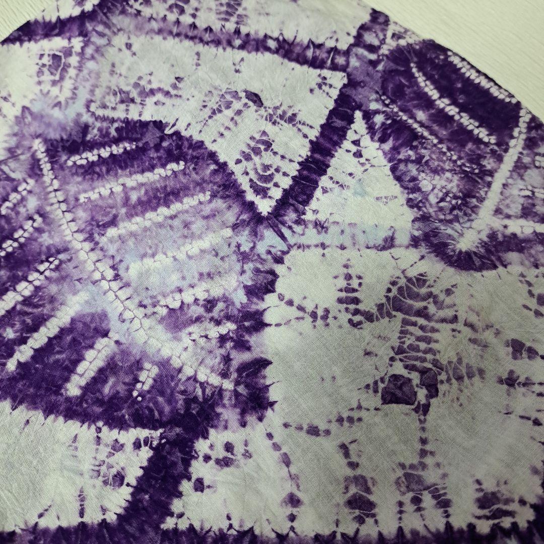 絞り浴衣 有松絞り 大きな葉っぱ 南部紫根染め