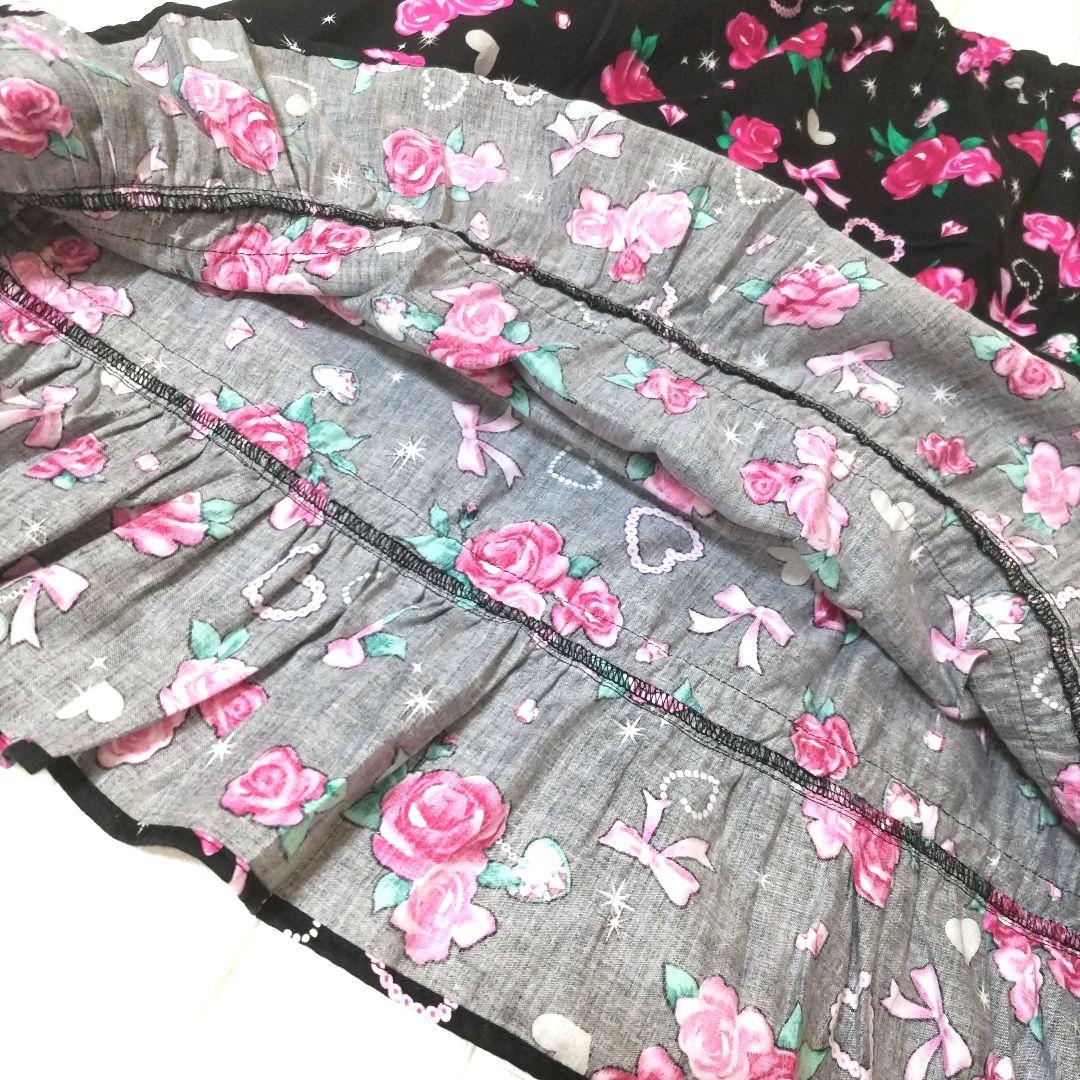 【150】帯付き 浴衣 ドレス 黒 ピンク 地雷 姫ギャル 平成 量産 160