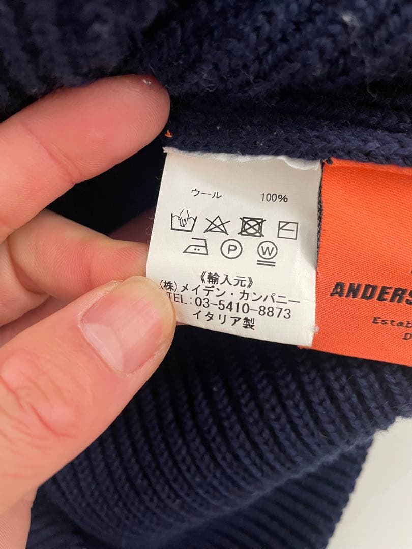 アンデルセンアンデルセン　モックネック　ネイビー　S 毛100%