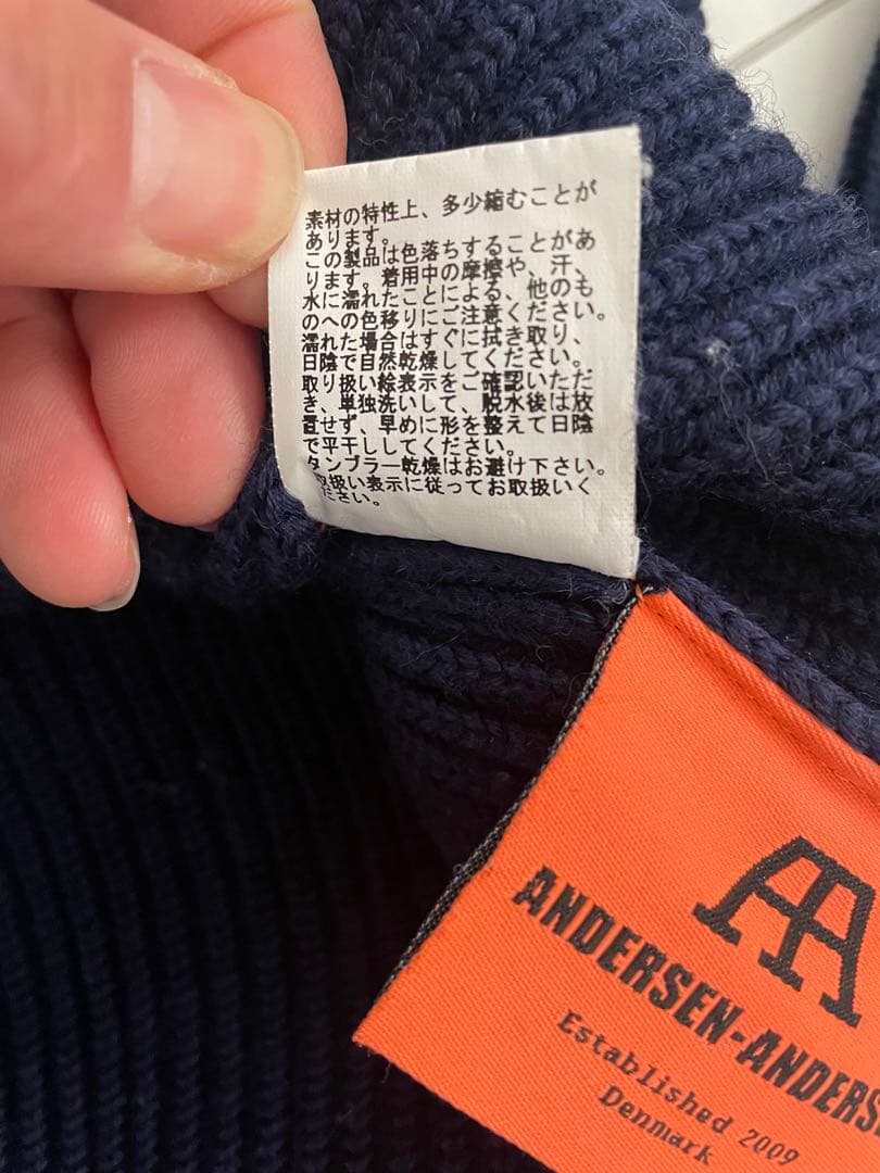 アンデルセンアンデルセン　モックネック　ネイビー　S 毛100%