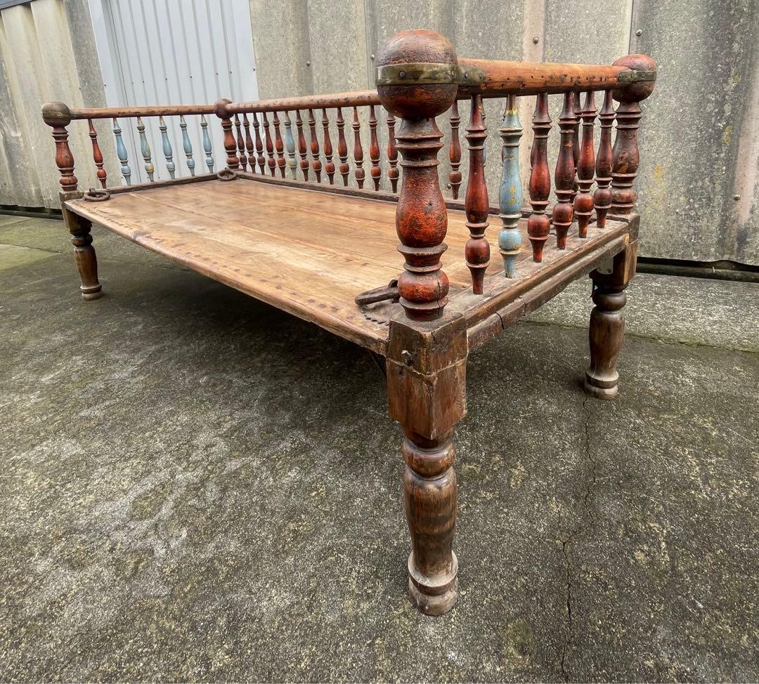 稀少/アンティーク/インド/インド家具/古材/長椅子/ベンチ/店舗什器