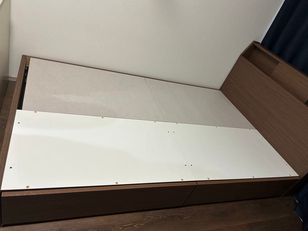 【送料込】ニトリ セミダブルベッドフレーム(アザン) ミドルブラウン