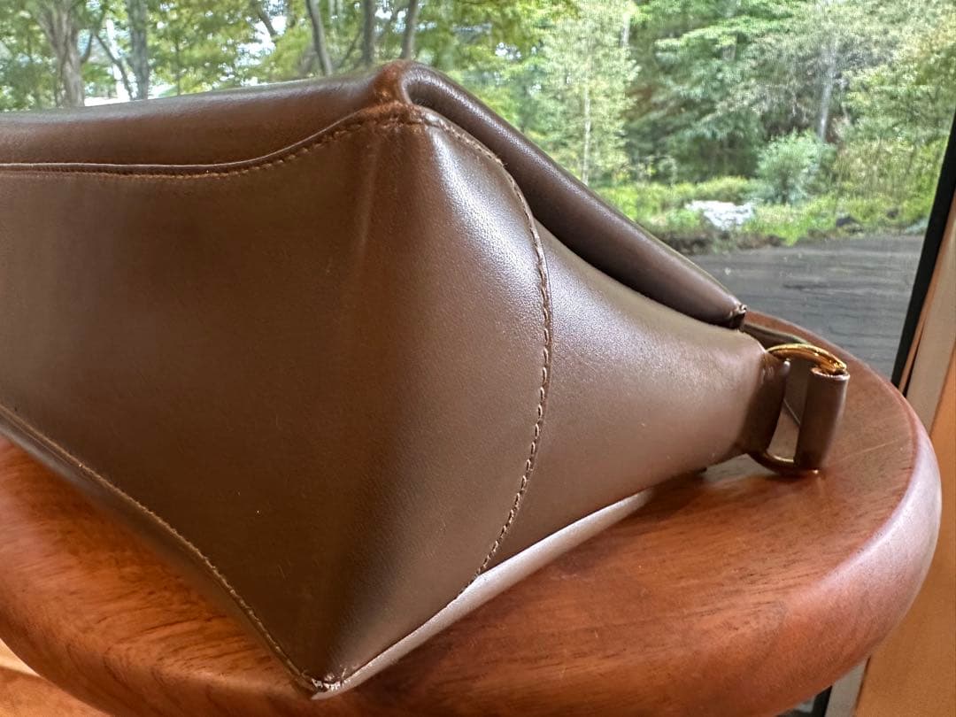 GUCCI グッチ ヴィンテージ バンブー ターンロックバッグ マロンブラウン