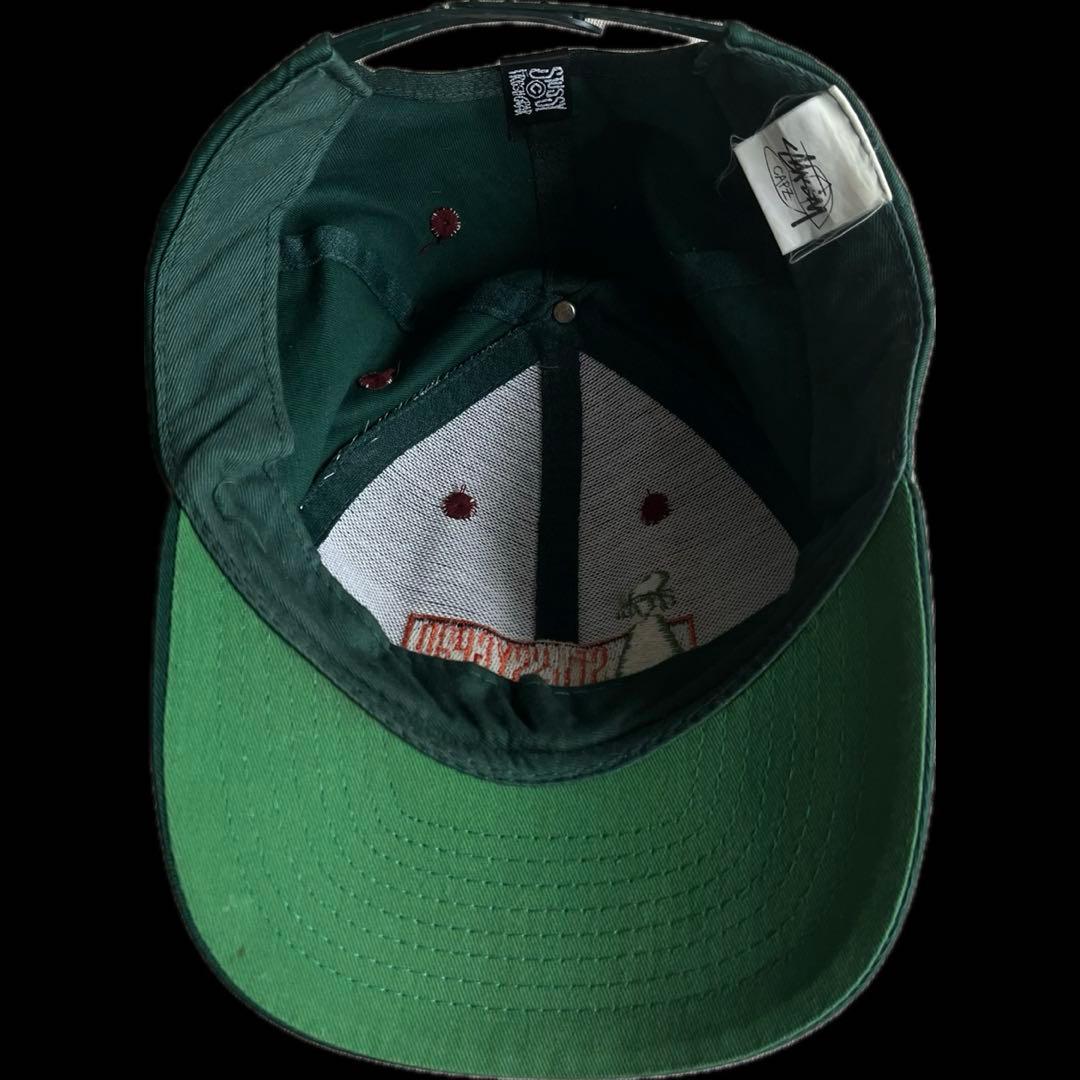 “アラドーナさま専用” stussy 刺繍ロゴ 6パネルキャップ 90s 緑