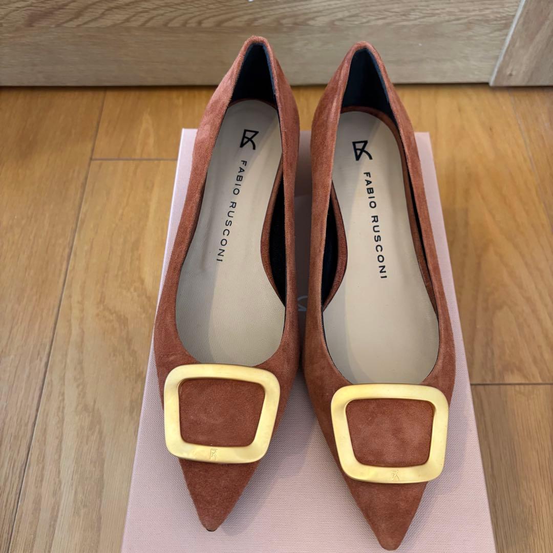 新品未使用ファビオルスコーニ　バックル　ローヒール　パンプス38 12/24まで