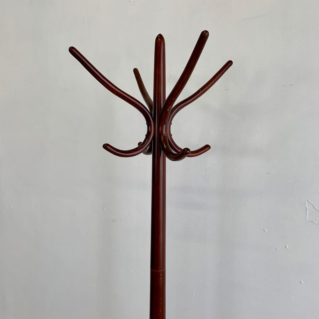 秋田木工 ヴィンテージ 木製 コートハンガー 傘立て付き ポールハンガー レトロ