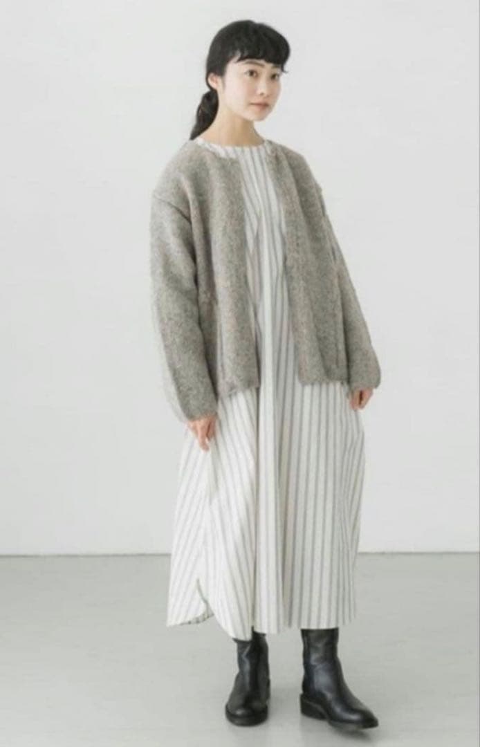 かぐれ ペルークルーネックカーディガン ペルーニット ニットカーディガン