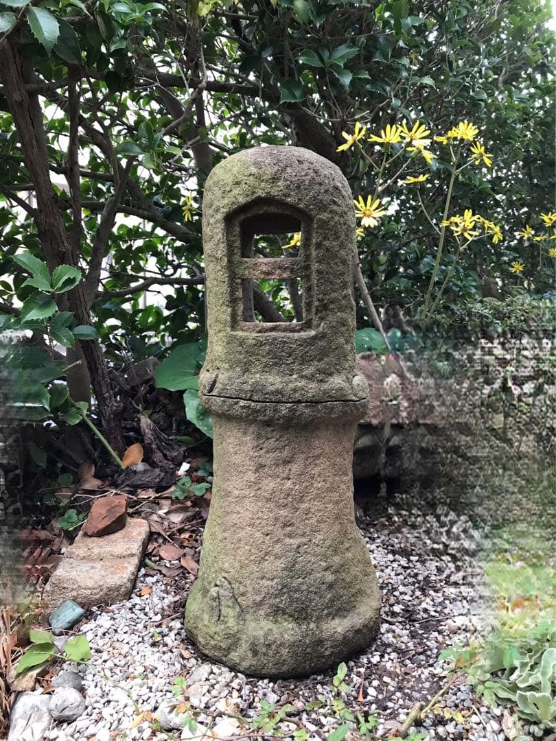 【自然石灯篭・野竹林風石灯篭】庭石オブジェ箱庭苔玉水石日本庭園テラス飾り石