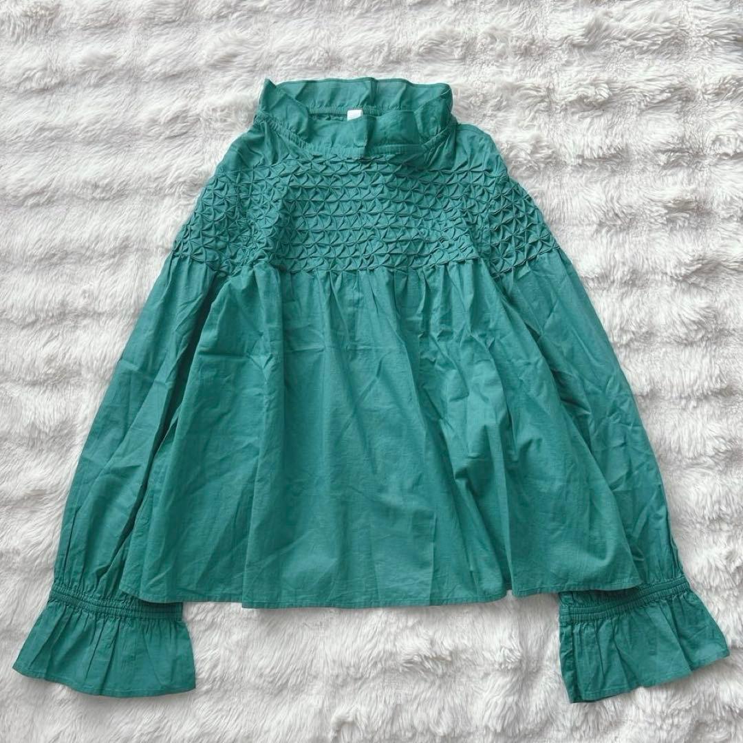 マーレット★ マジョレレ　コットンスモッキングブラウス　チュニック　グリーン