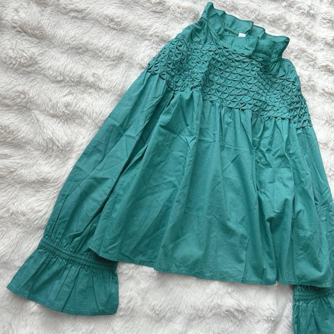 マーレット★ マジョレレ　コットンスモッキングブラウス　チュニック　グリーン