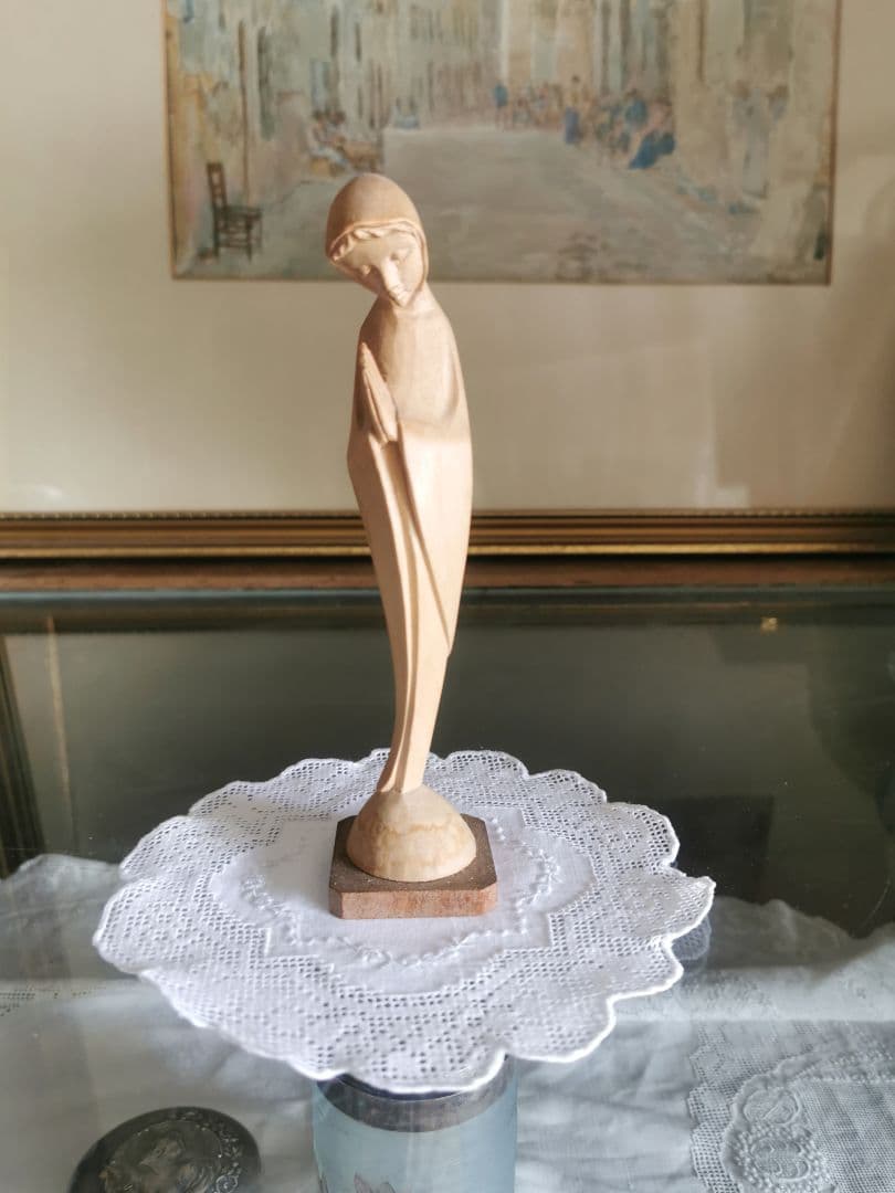 アンティーク フィレレース＆アペンツェル 白糸小花刺繍 フラワー型リネンドイリー