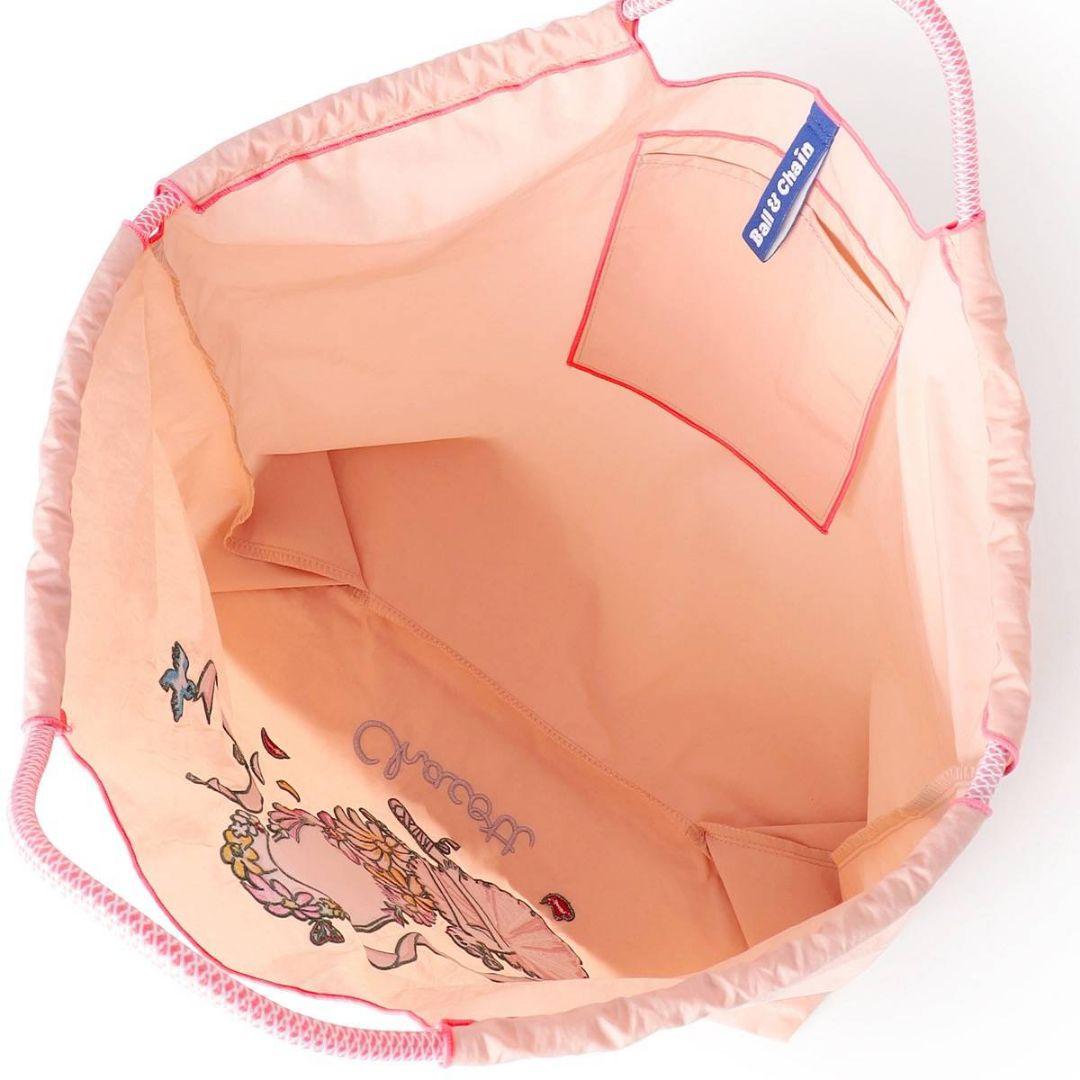 【新品】Ball＆ChainチャコットフラワーポワントトートLサーモンピンク