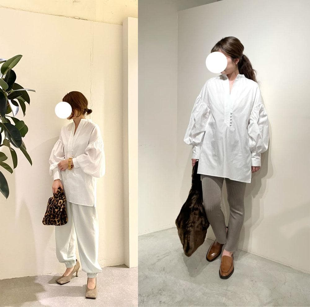 美品 ウィムガゼット 2,5万円 オックス袖ボリュームブラウス ホワイト 500