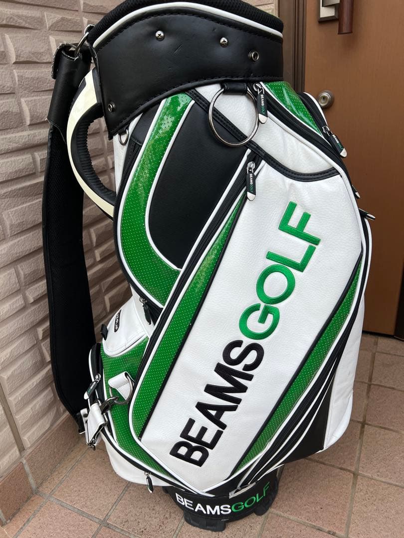 BEAMS GOLF キャディバッグ ホワイト/グリーン