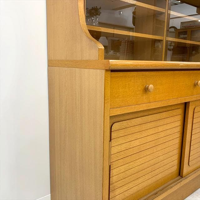 80'sヴィンテージオーク突板食器棚（カップボード）