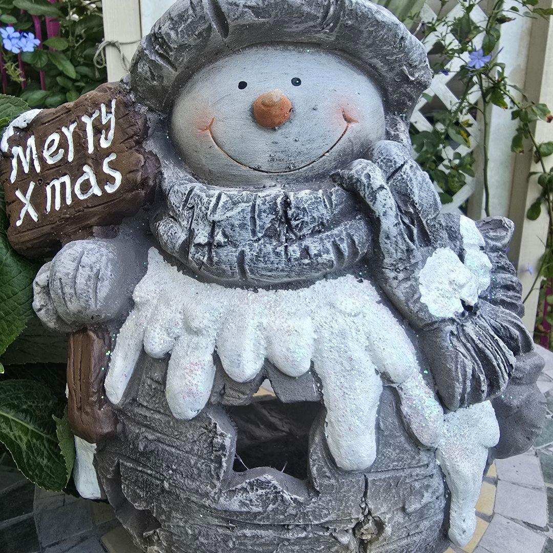 ロウソク入れタイプ・シックな雰囲気のBigスノーマンオブジェ.˳˳.⋅❄︎.*