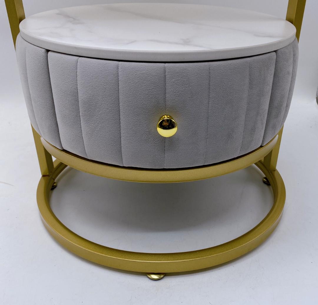 サイドテーブル 収納付き ゴールドサークル 大理石風 エレガント仕様 インテリア