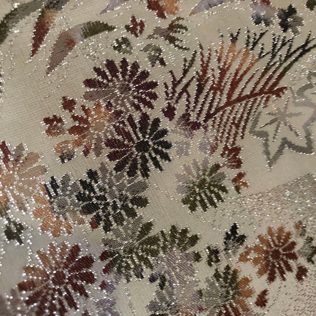 SALE❤️希少アンティーク正絹　マジョリカお召し　豪華キキラキラ日本の美しい花々